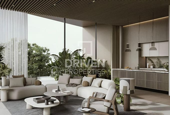 Altissima listing image of a living area with a timber ceiling and garden outlook